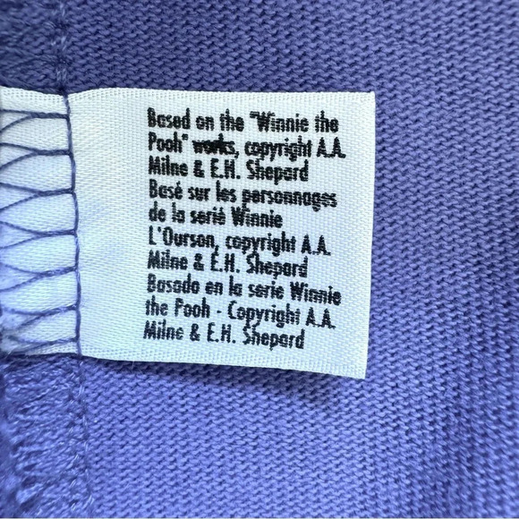 VTG Disney Store Purple Long Sleeve Top Winnie The Pooh Embroidered Mittens M - Picture 11 of 11